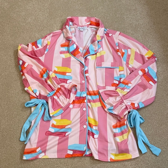 Women’s Colorful Button-Up PJ’s with Bows - Picture 2 of 7